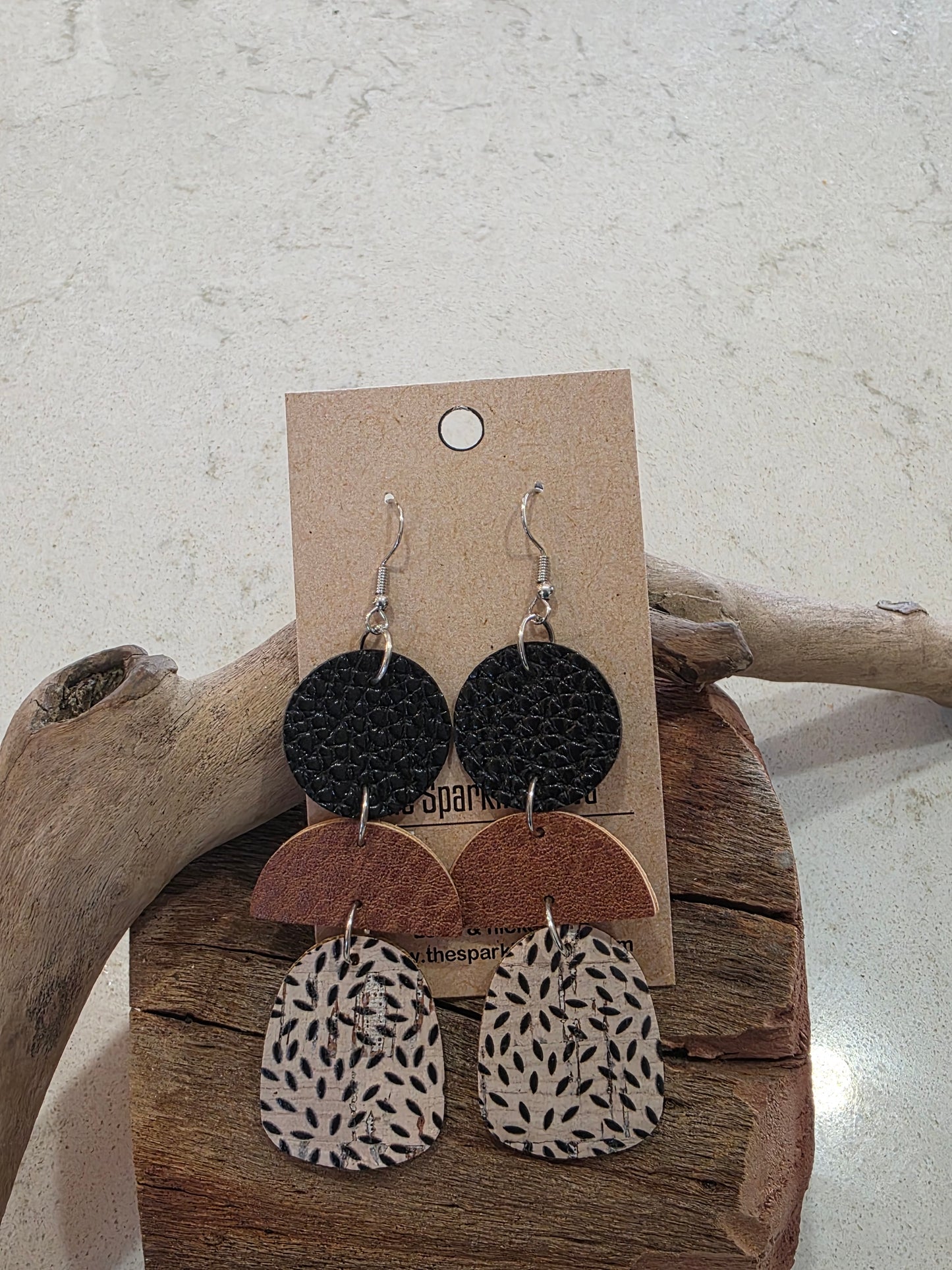 Corked leatherette earrings