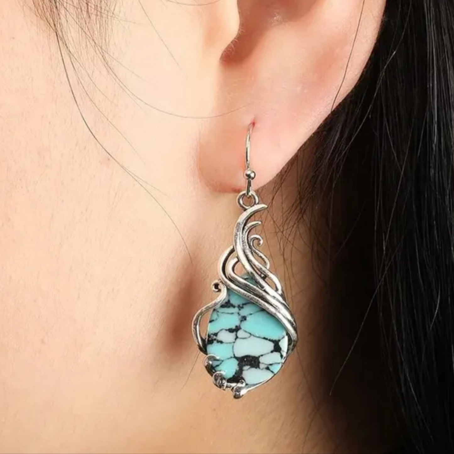 Calico teardrop earrings