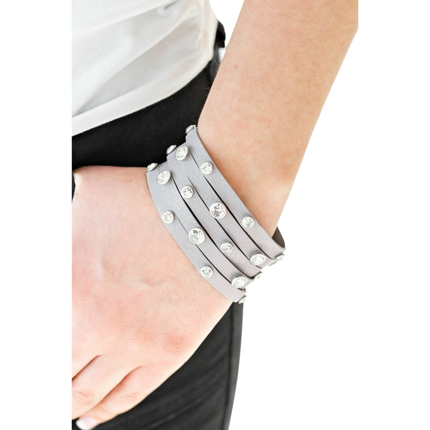 Rhinestone Reputation - Silver bracelet