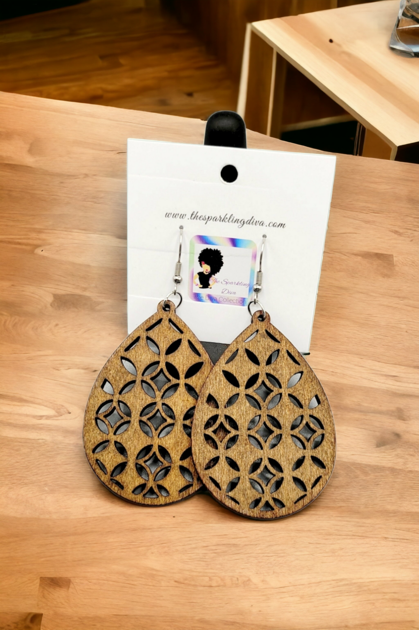 contemporary wood earrings (Jewelry)