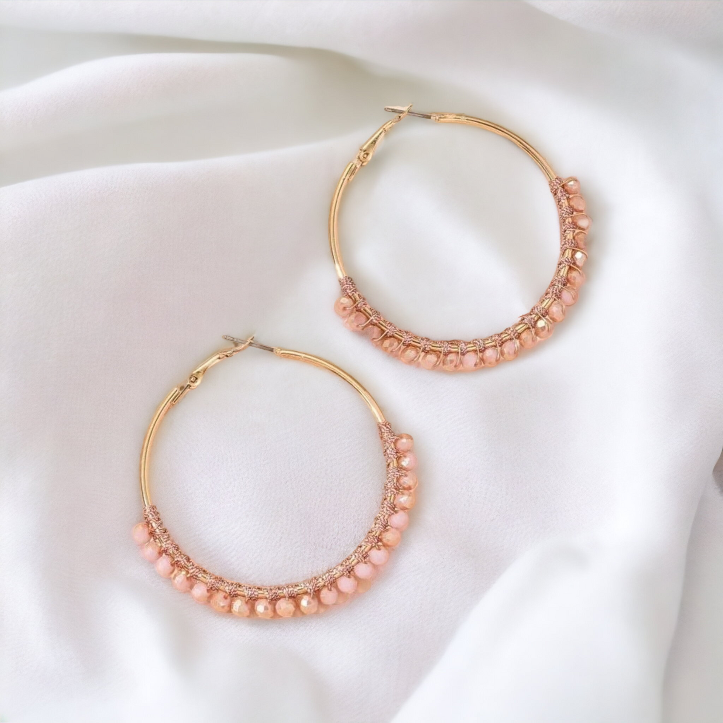 Softly beaded hoop earrings (Jewelry)