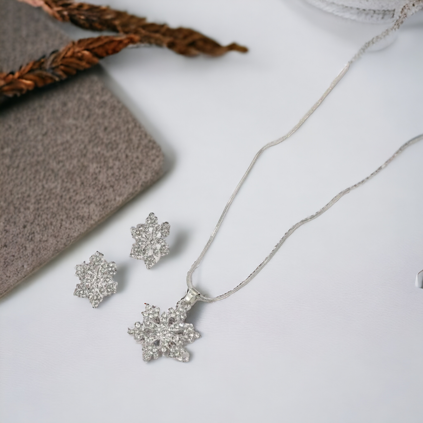 It's a white Christmas snowflake necklace set (jewelry)