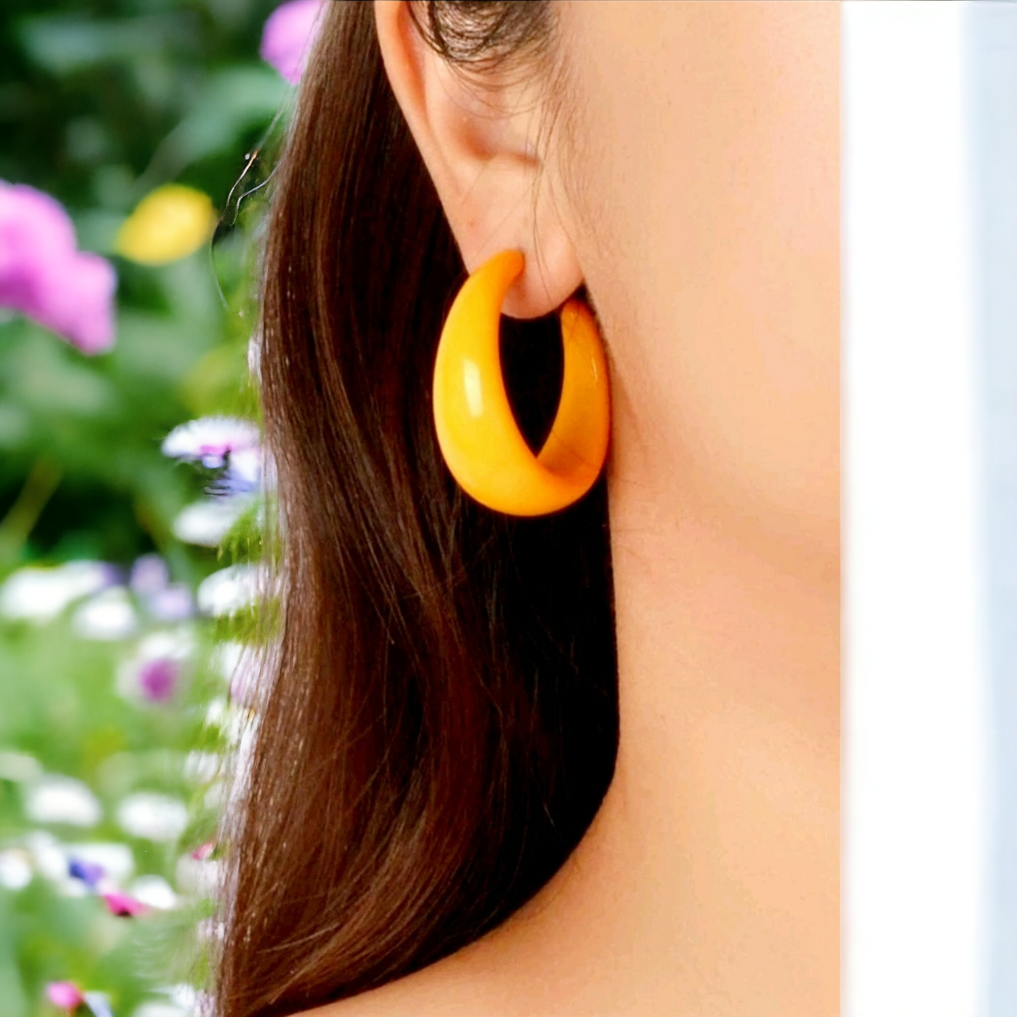 Tangerine acrylic hoop earrings (Jewelry)