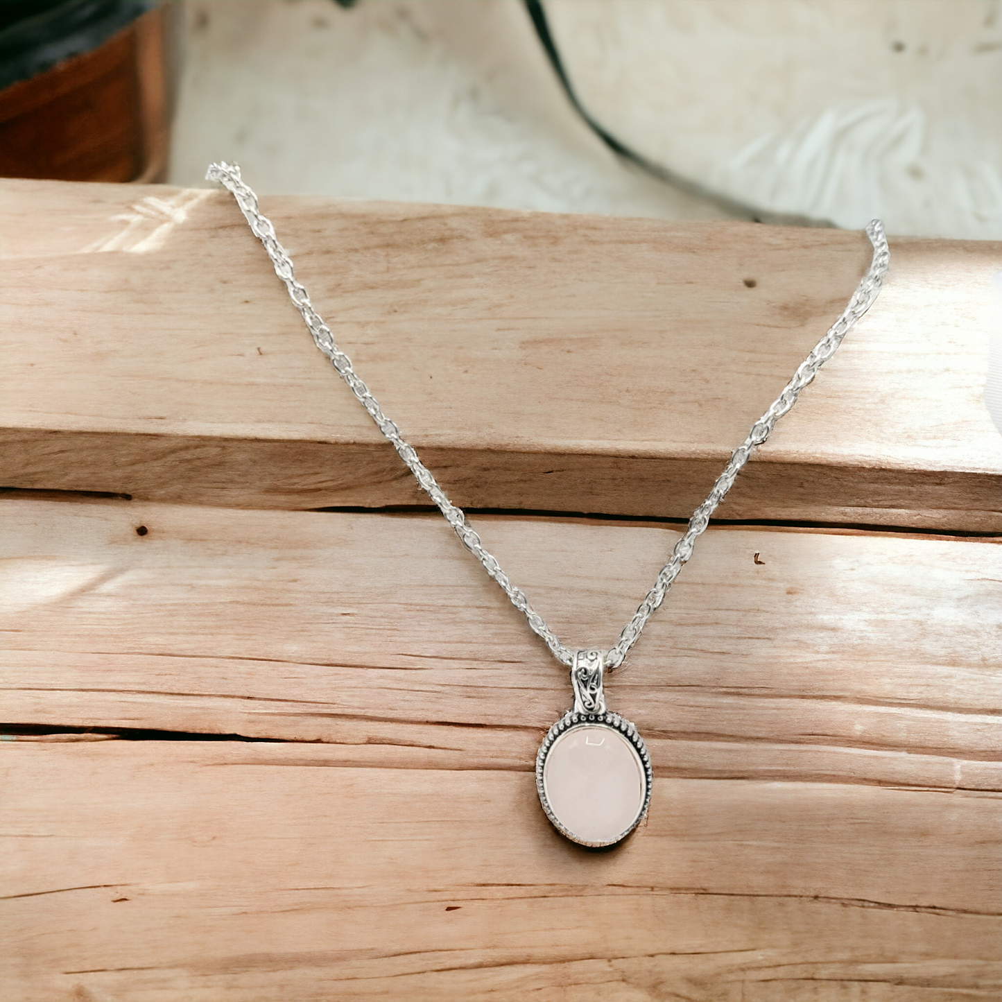 Pretty in pink stone necklace (necklace)