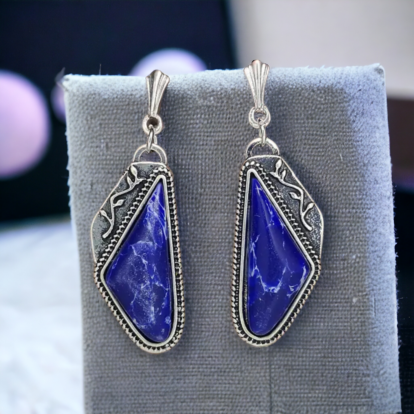 Blue marbled earrings (earrings)