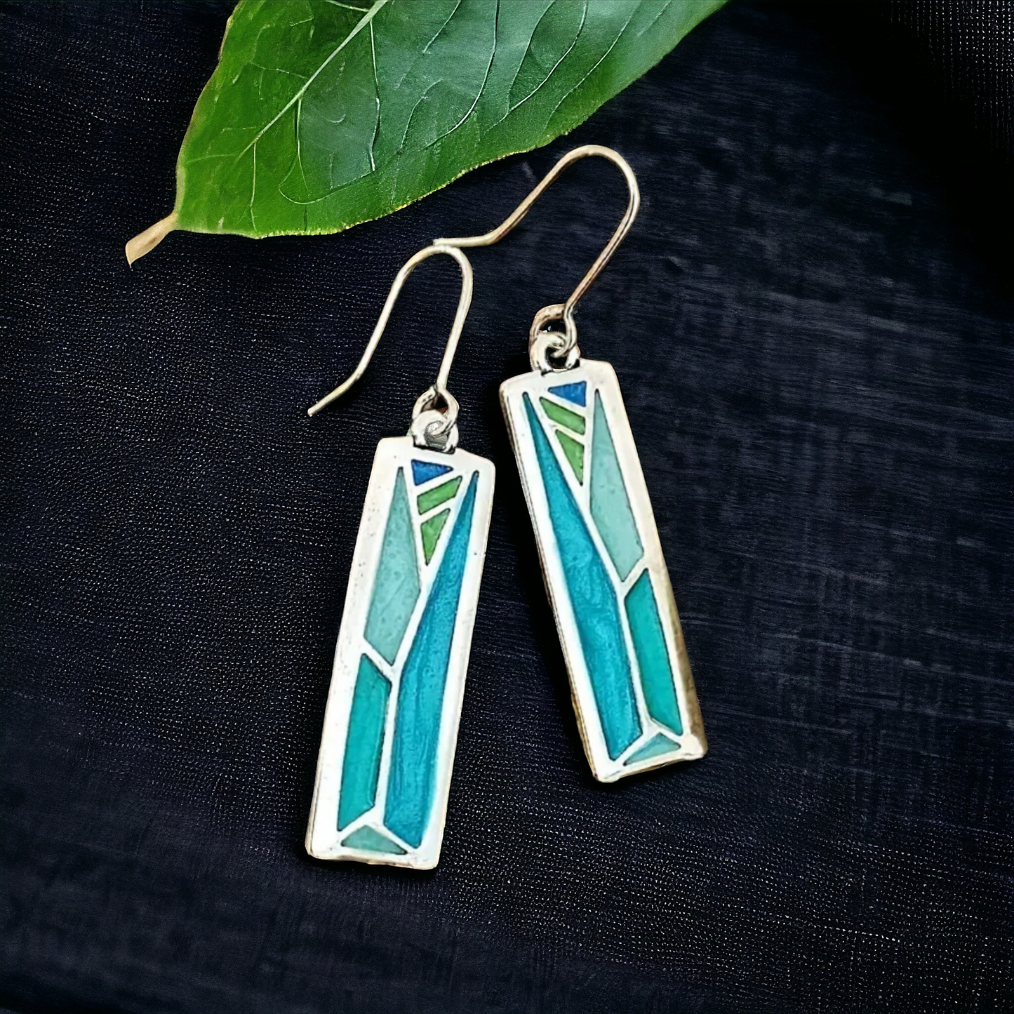 Ocean stained glass earrings (earrings)