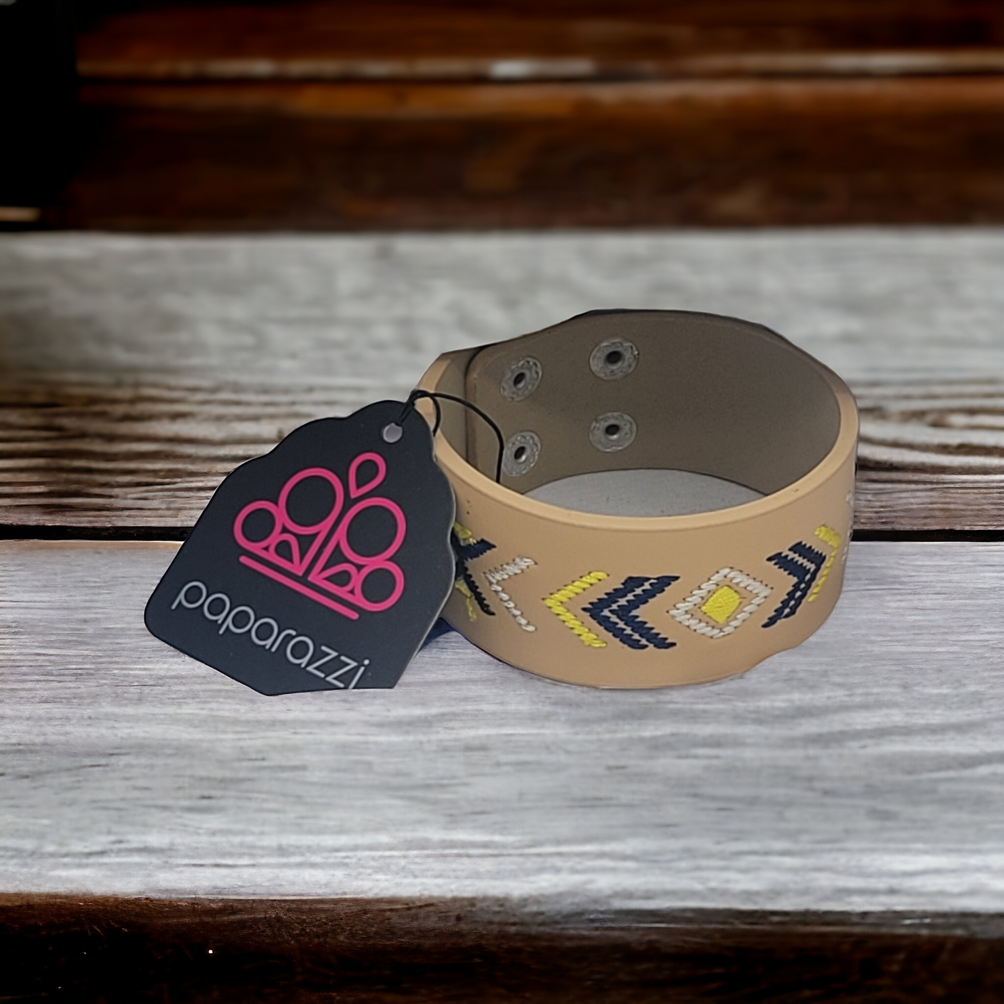 Leatherette snap bracelet