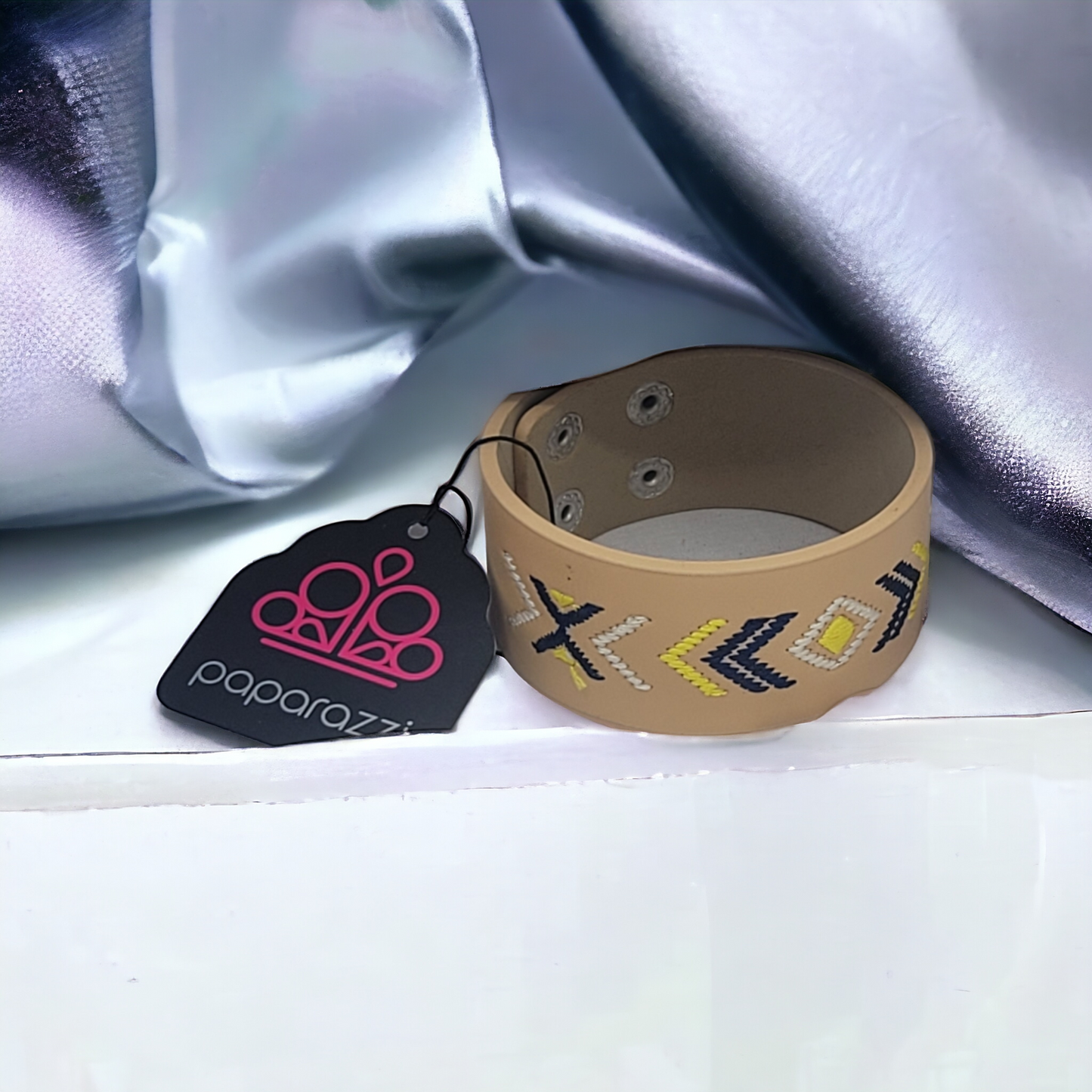 Leatherette snap bracelet