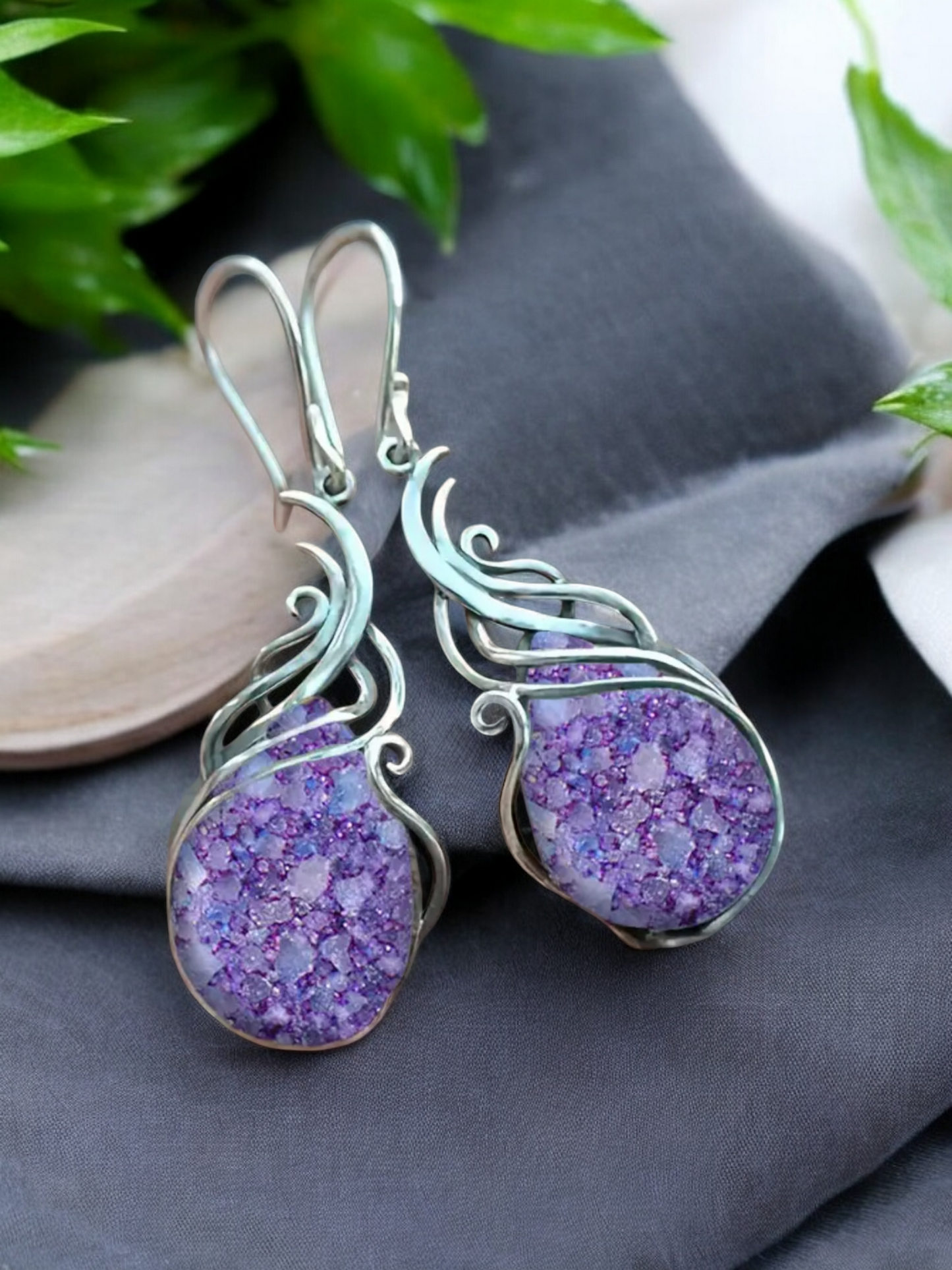 Calico teardrop earrings