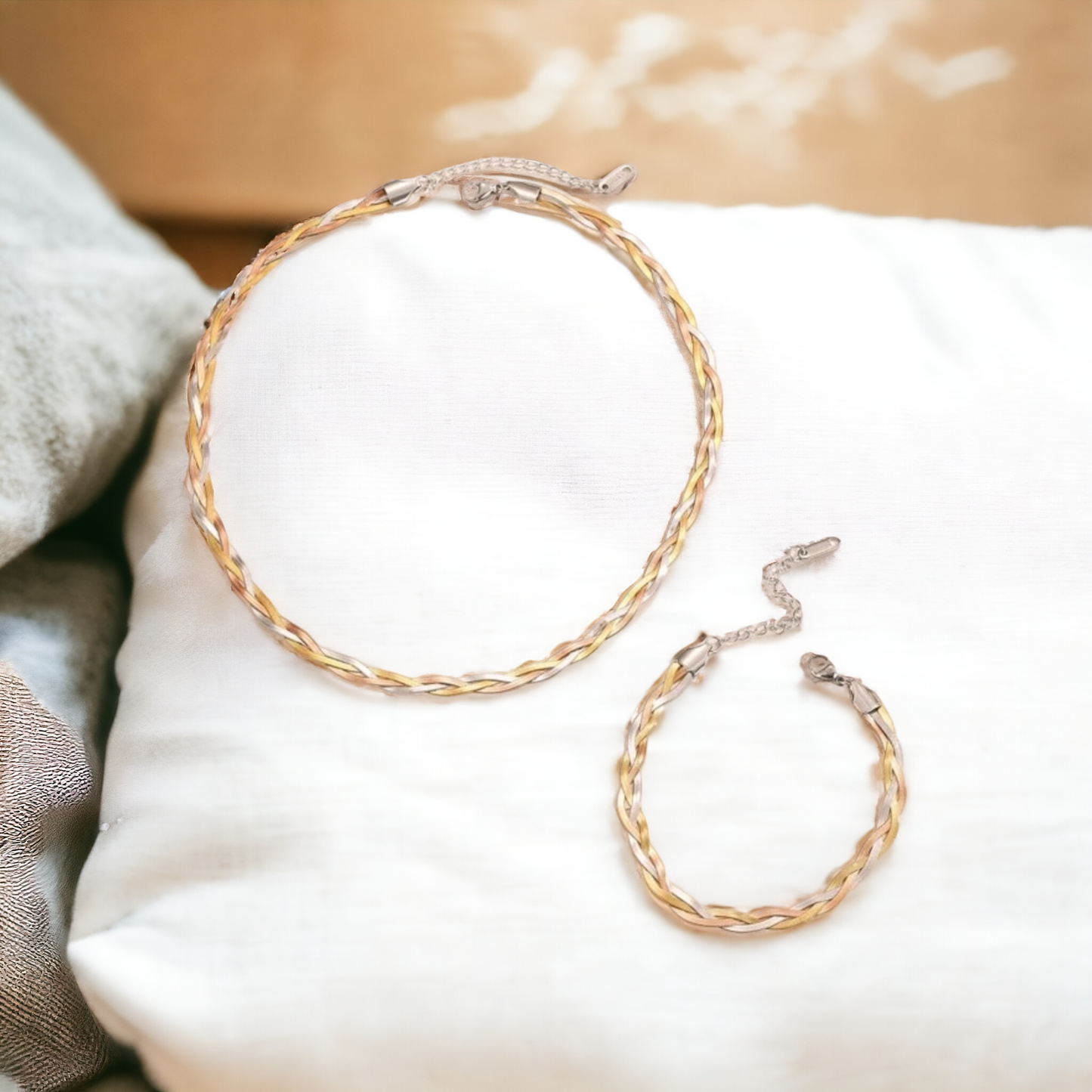 Braided trio necklace set