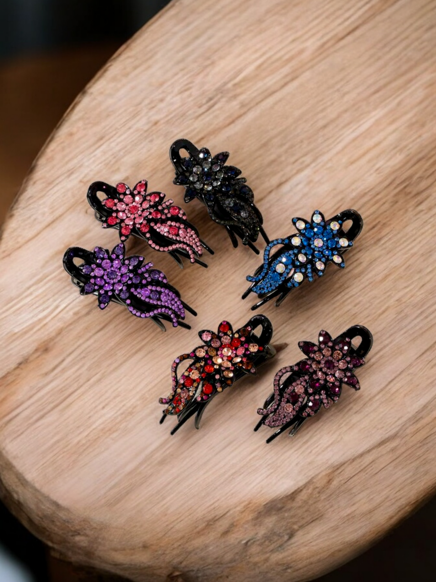 Jeweled flowers hair clips (Hair Accessories)