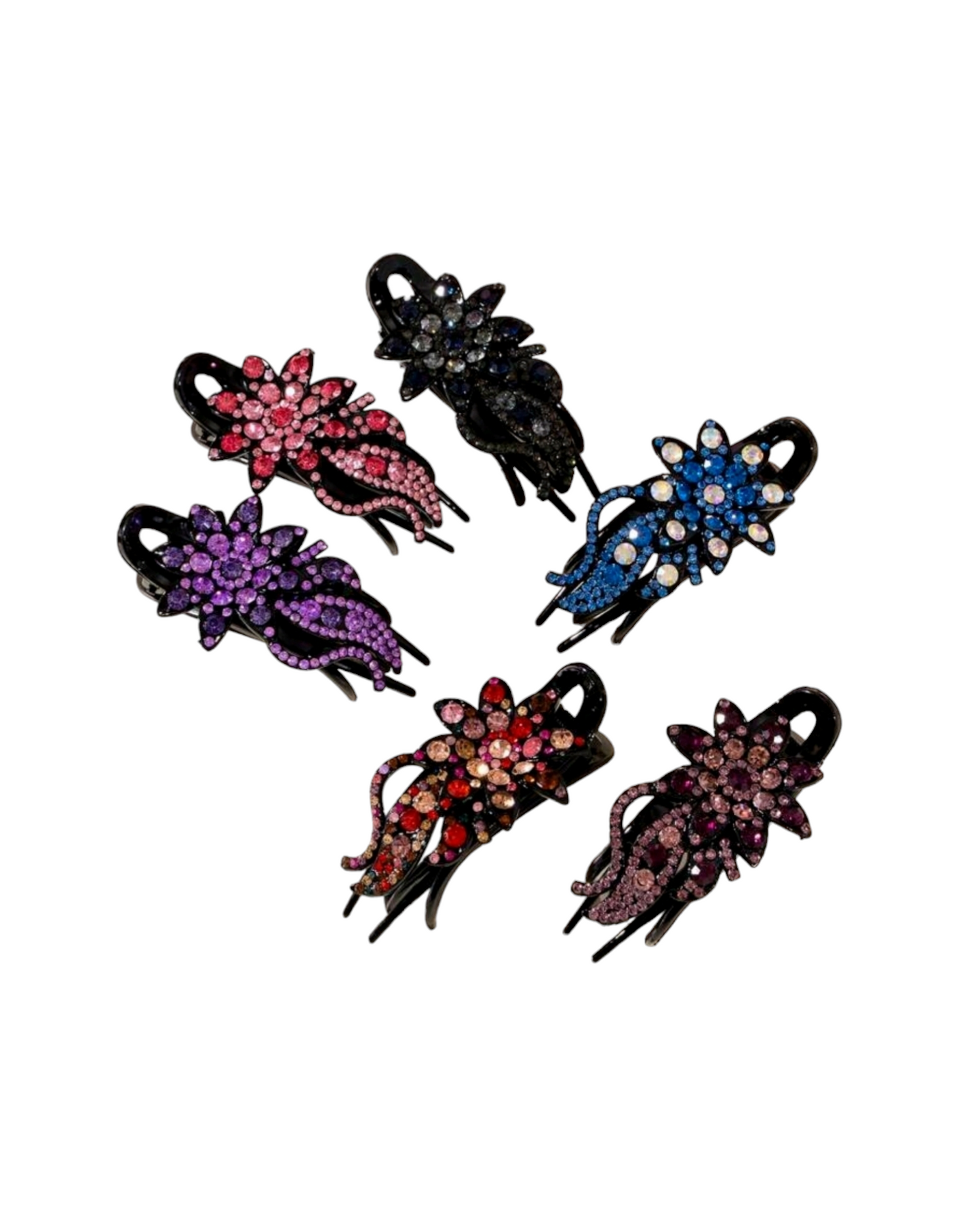 Jeweled flowers hair clips (Hair Accessories)