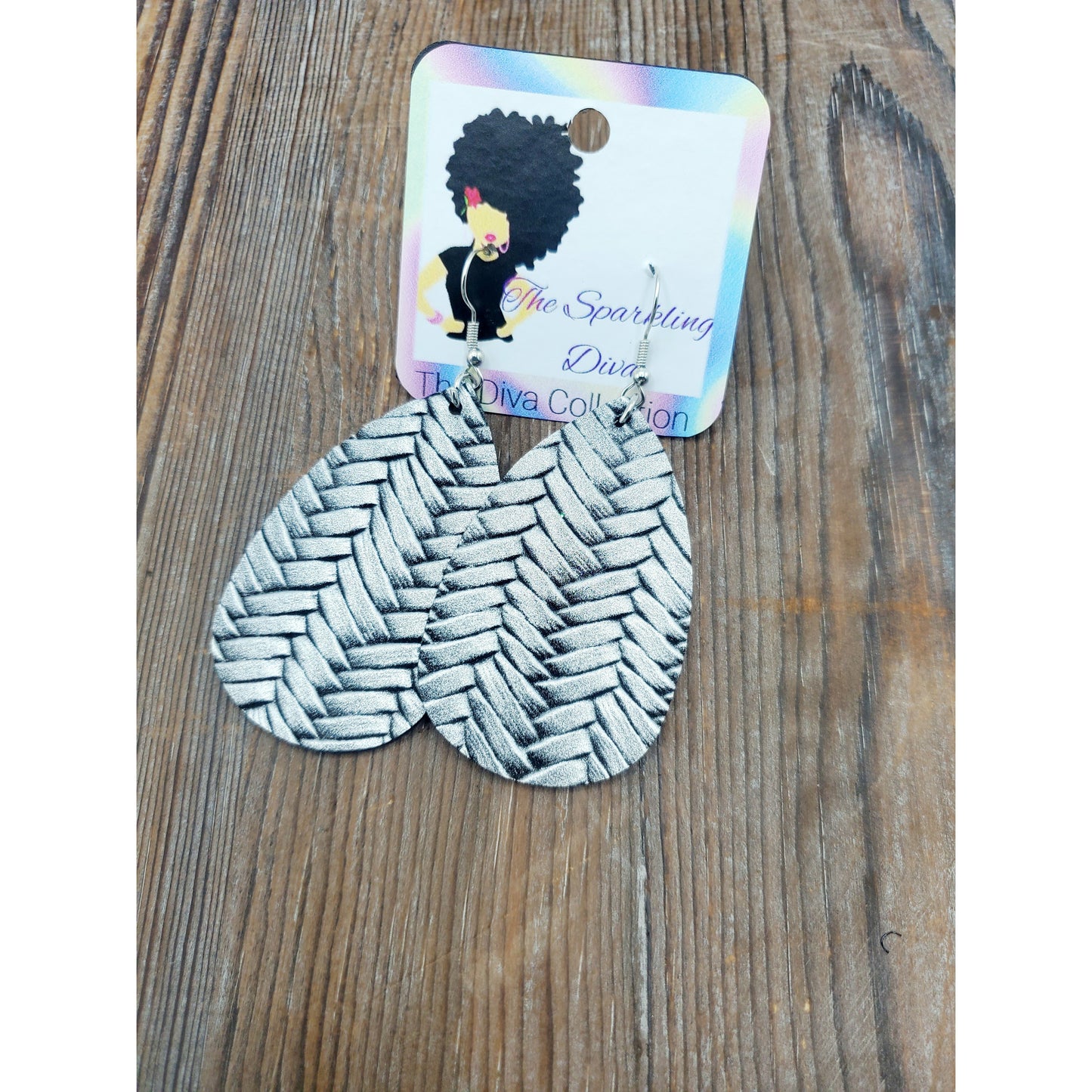 Metallic basketweave leatherette earrings (Jewelry)