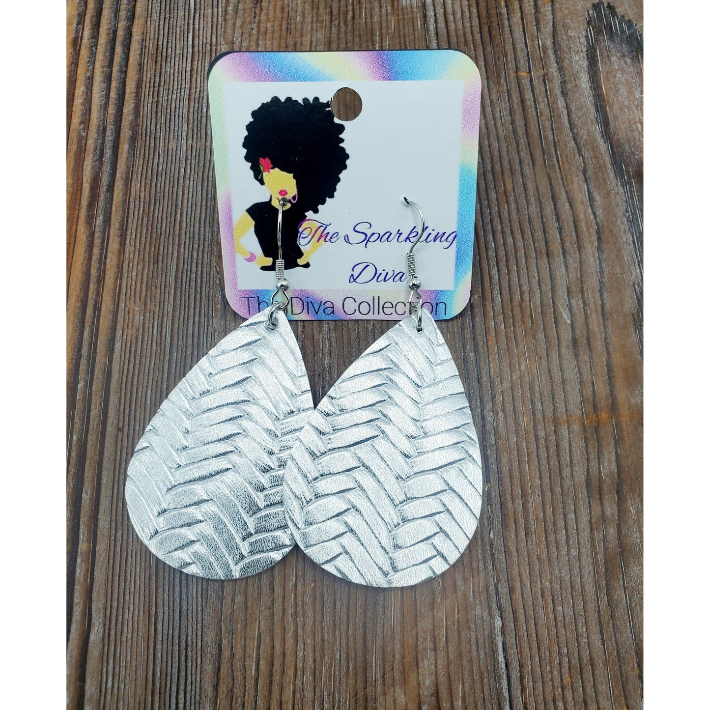 Metallic basketweave leatherette earrings (Jewelry)