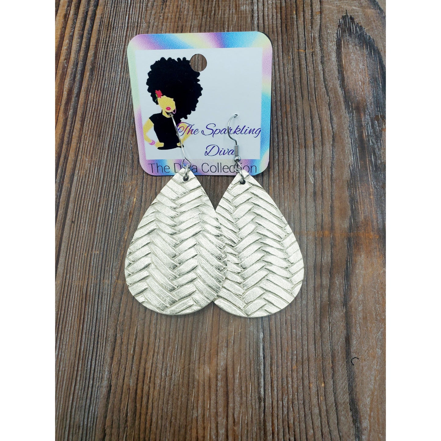 Metallic basketweave leatherette earrings (Jewelry)