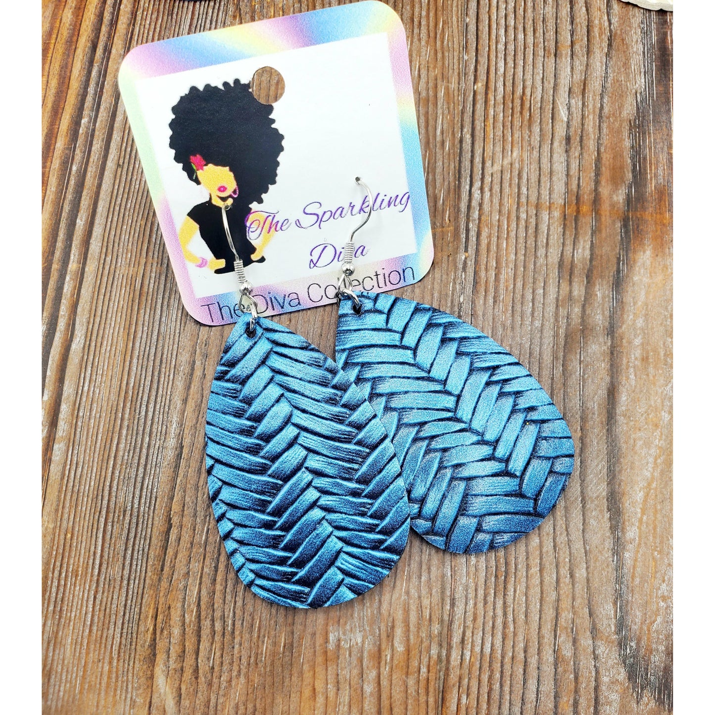 Metallic basketweave leatherette earrings (Jewelry)