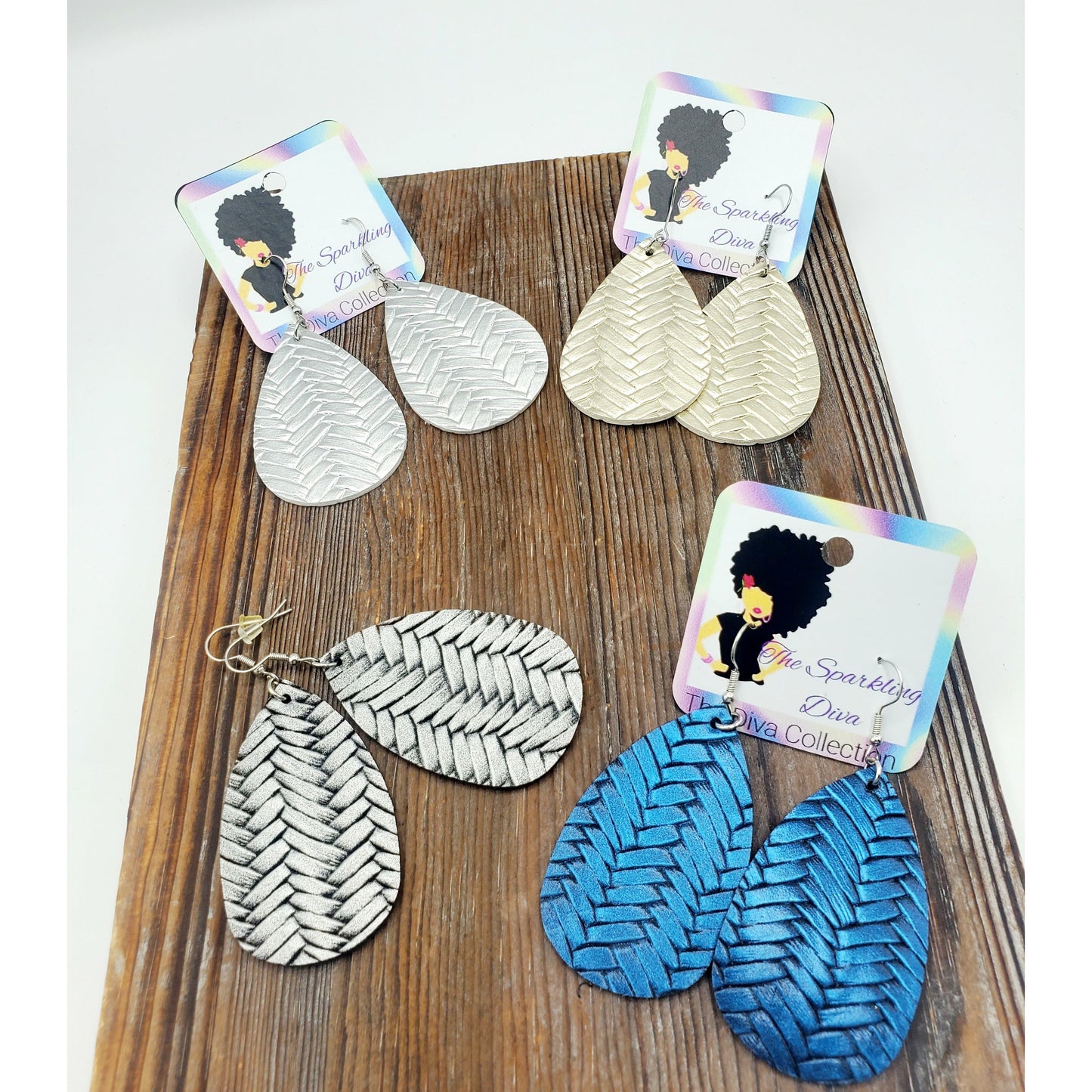 Metallic basketweave leatherette earrings (Jewelry)