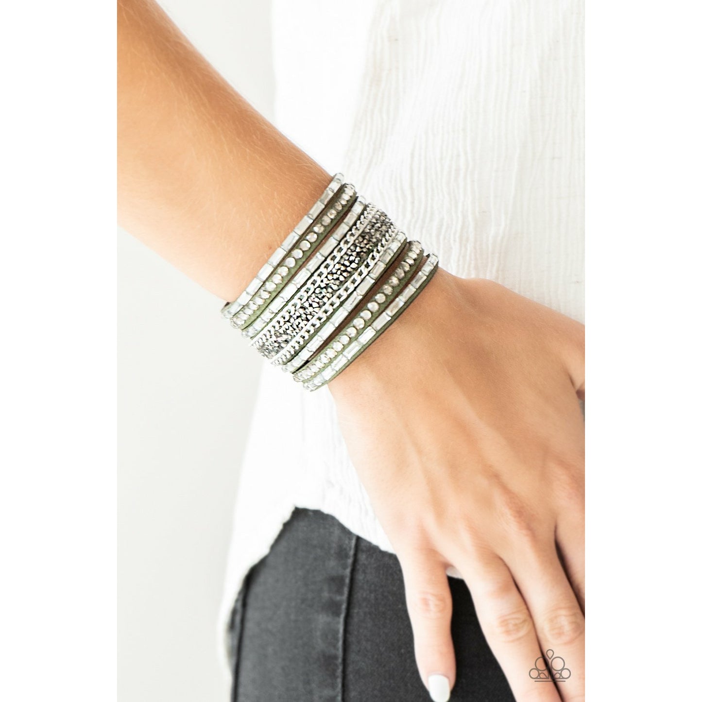 Rhinestone Rumble - Green bracelet (Jewelry)