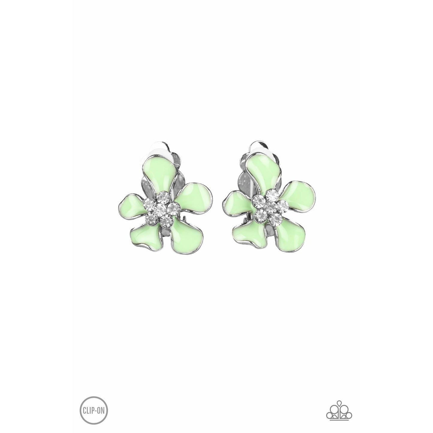 Island Iris - Green clip-on earrings (Jewelry)