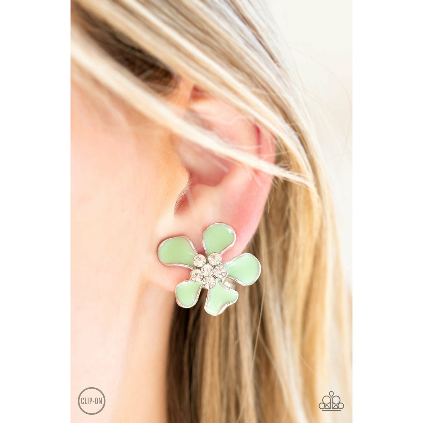 Island Iris - Green clip-on earrings (Jewelry)
