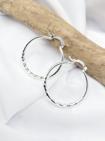 Diamond pressed hoop earrings