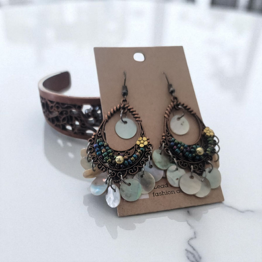 Copper flower garden bracelet & earring set (Jewelry Sets)