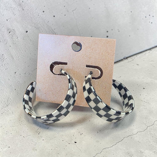 Checkered flag earrings