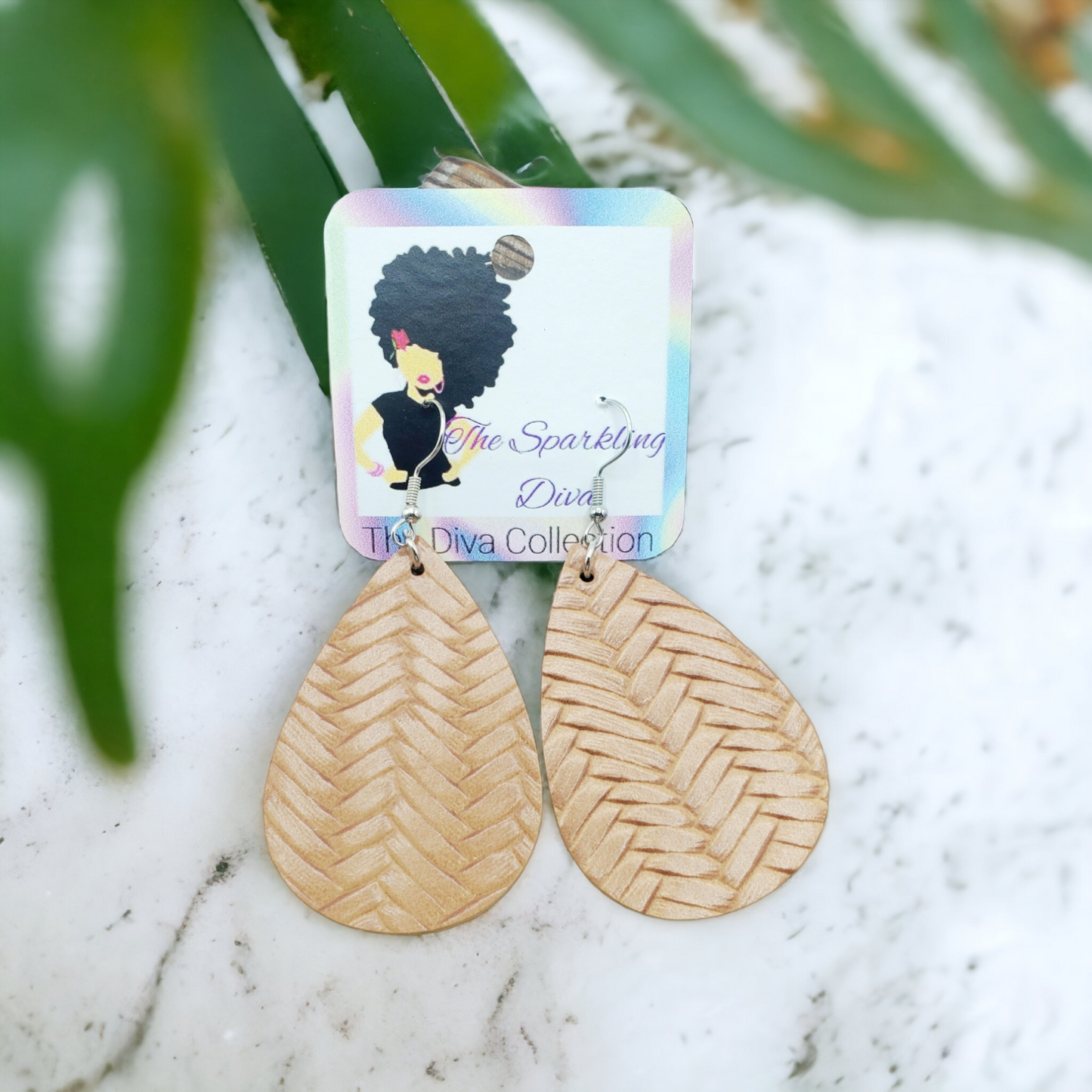 Basket weave leatherette earrings (Jewelry)