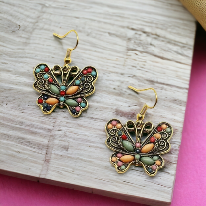 Brassy butterfly earrings