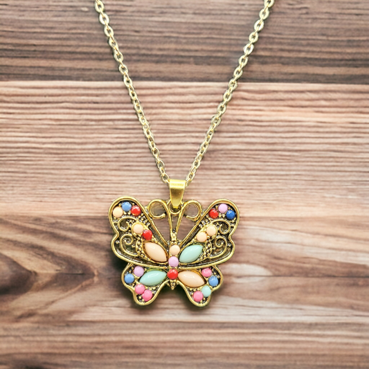 Brassy butterfly necklace (Necklaces)