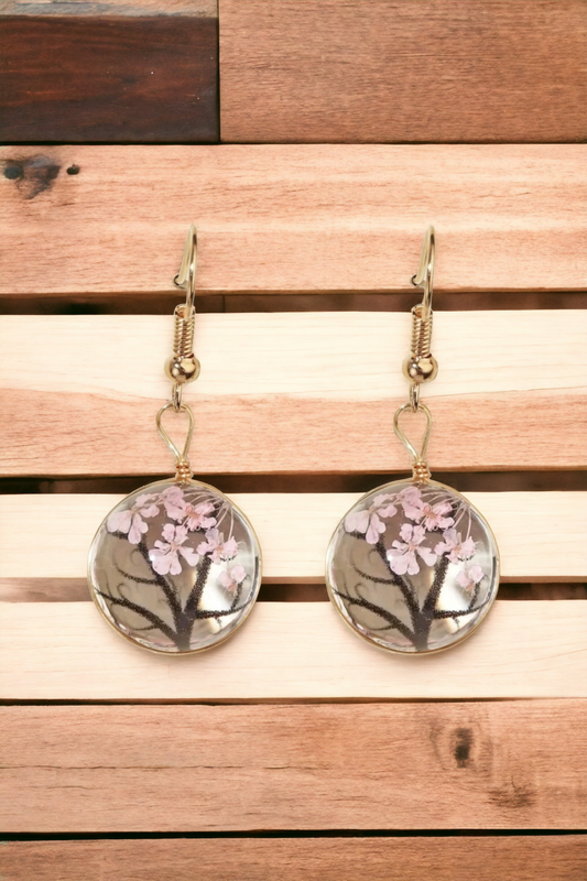 Cherry blossom rain drop earrings (earrings)