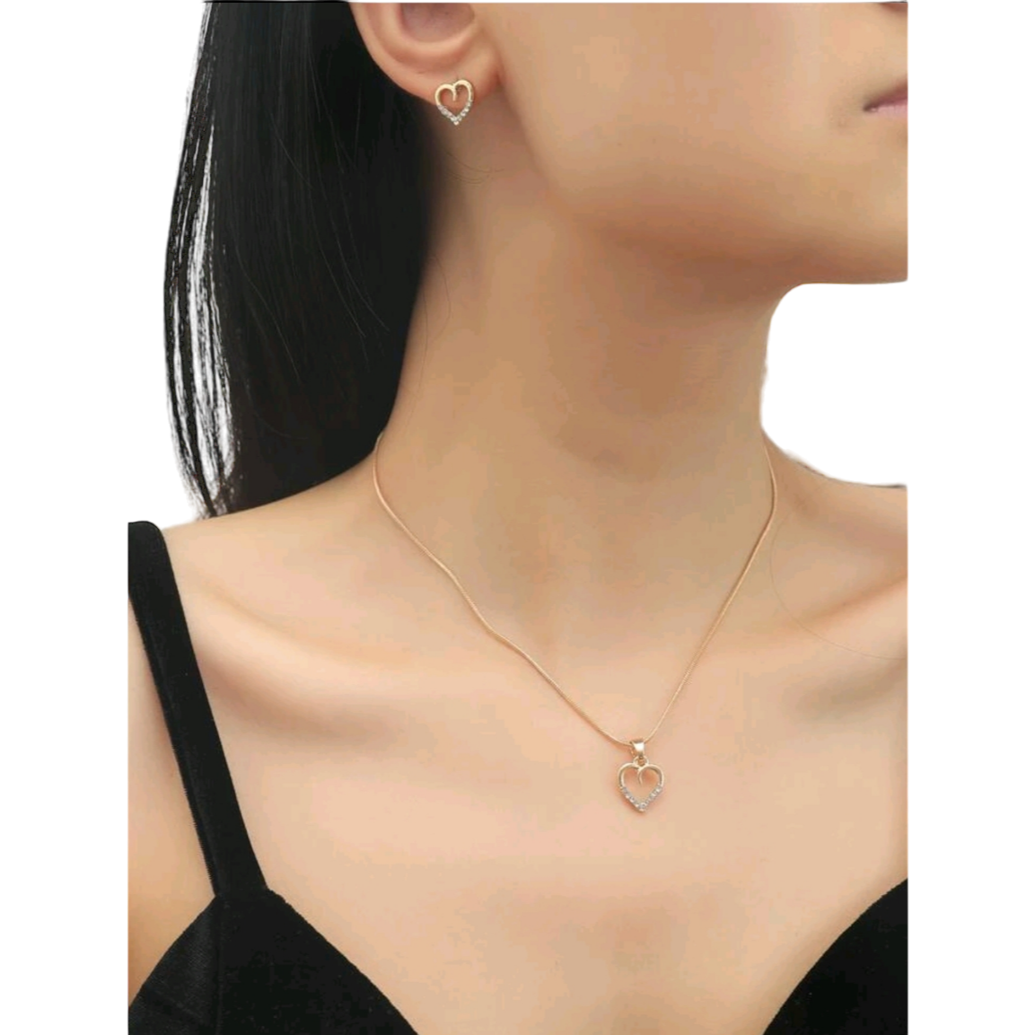 Dainty heart necklace set