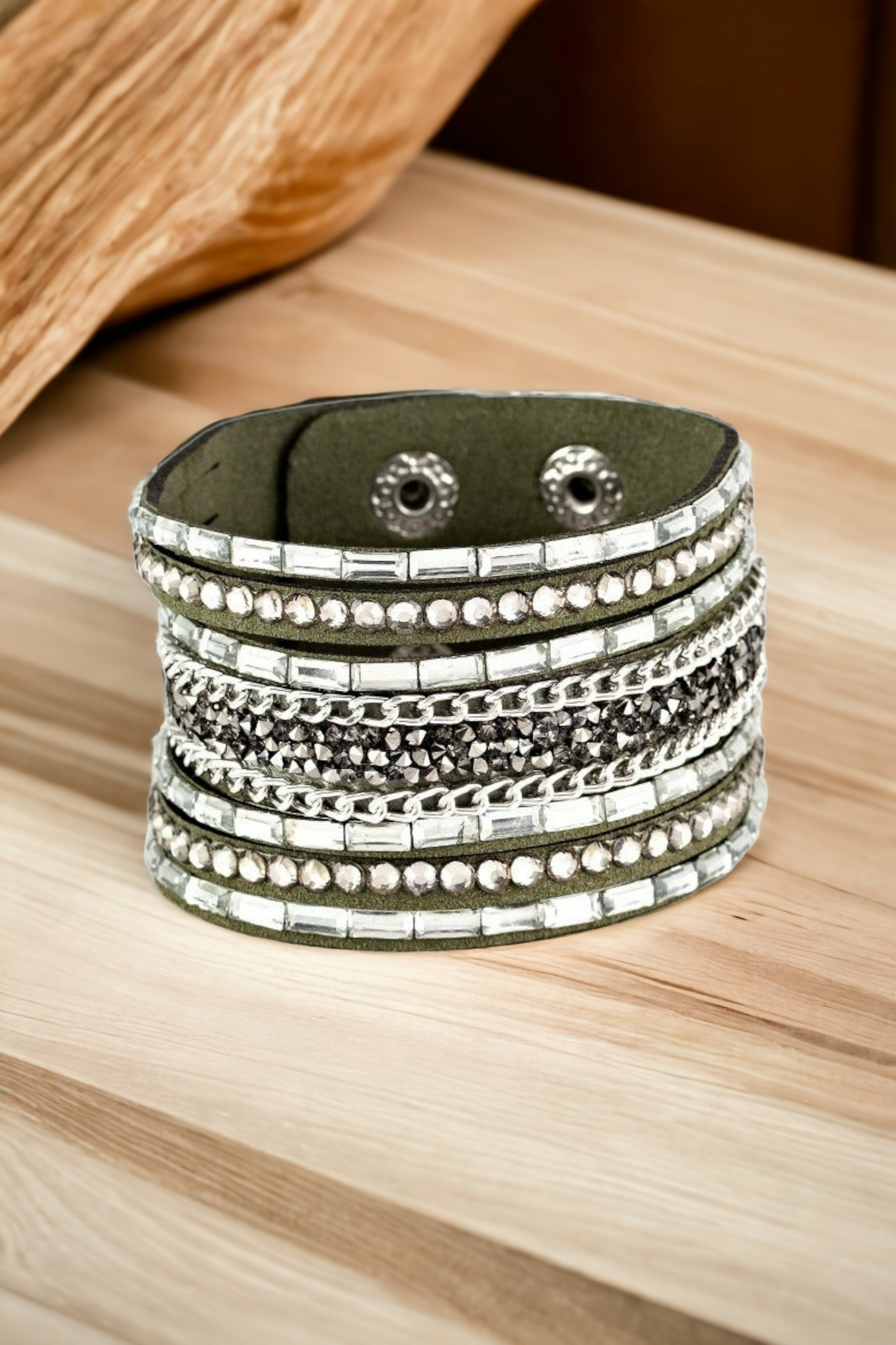 Rhinestone Rumble - Green bracelet