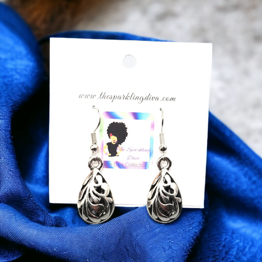 Silver tonned tear drop earrings (Earrings)