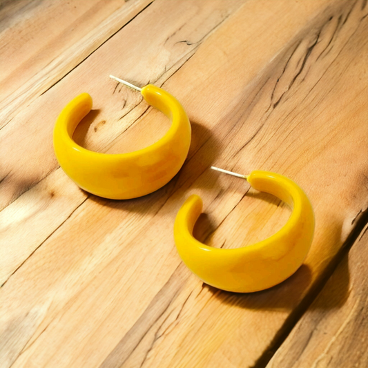 Yellow acrylic hoop earrings (Jewelry)