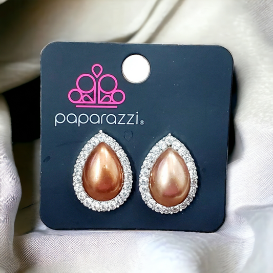 Old Hollywood Opulence - Brown clip-on earrings (Jewelry)