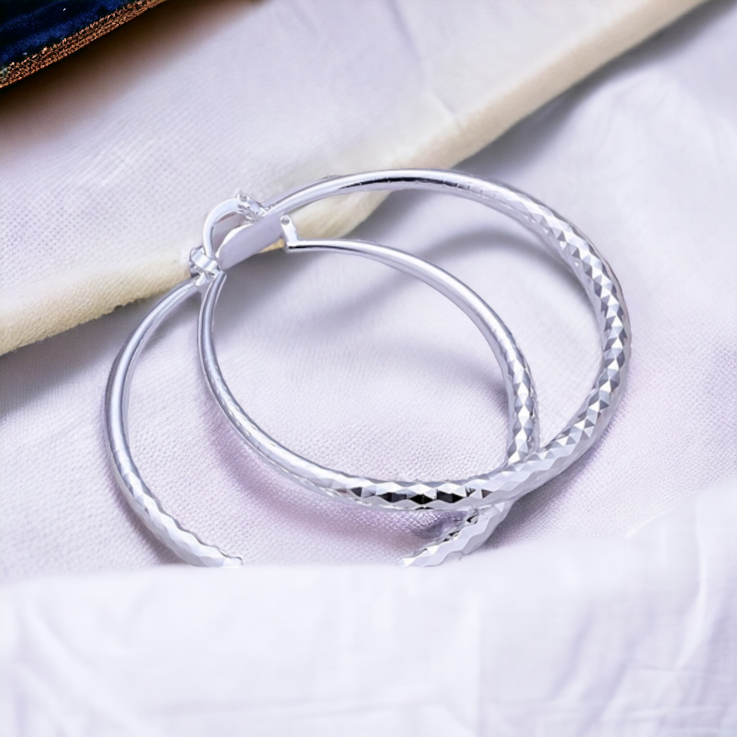 Diamond pressed hoop earrings