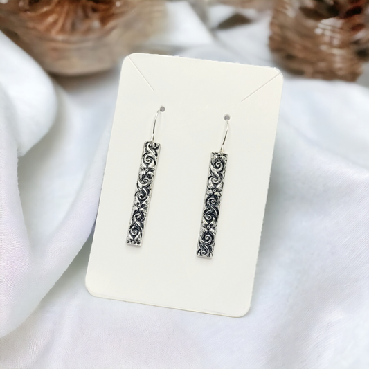 Embossed silver earrings (earrings)
