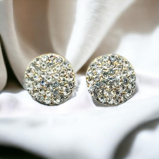 Gold & rhinestone button earrings (Jewelry)