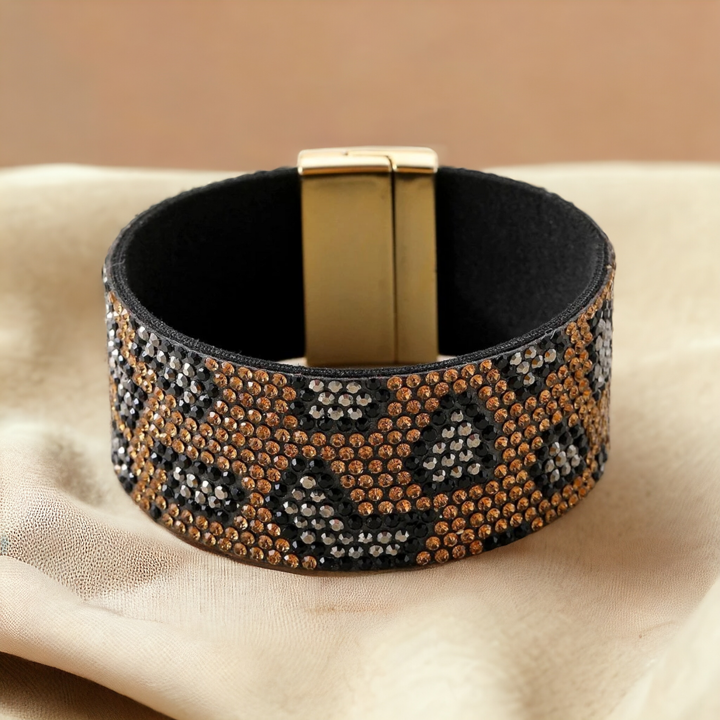 Rhinestoned leopard bracelet