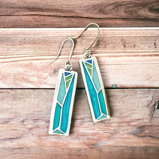Ocean stained glass earrings (earrings)