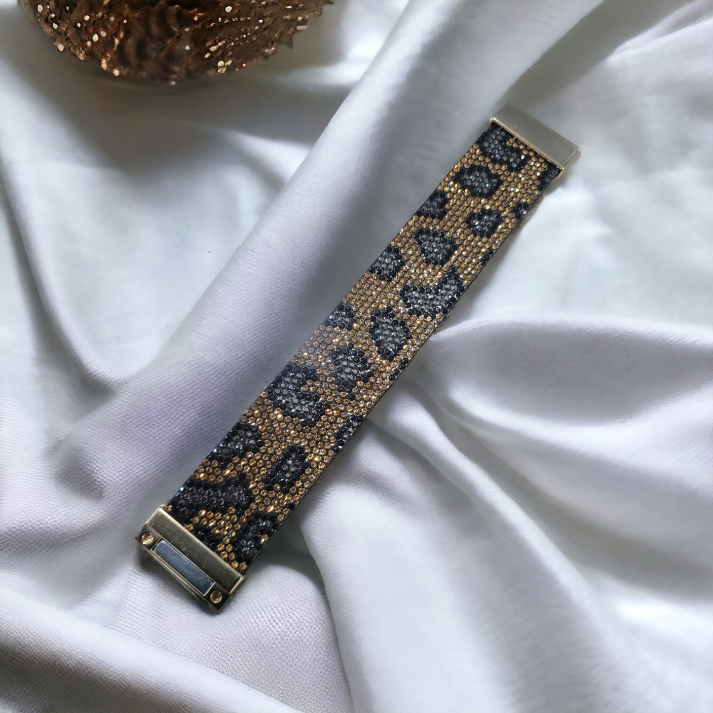 Rhinestoned leopard bracelet
