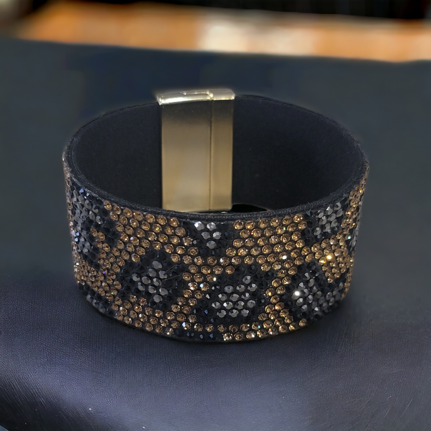 Rhinestoned leopard bracelet