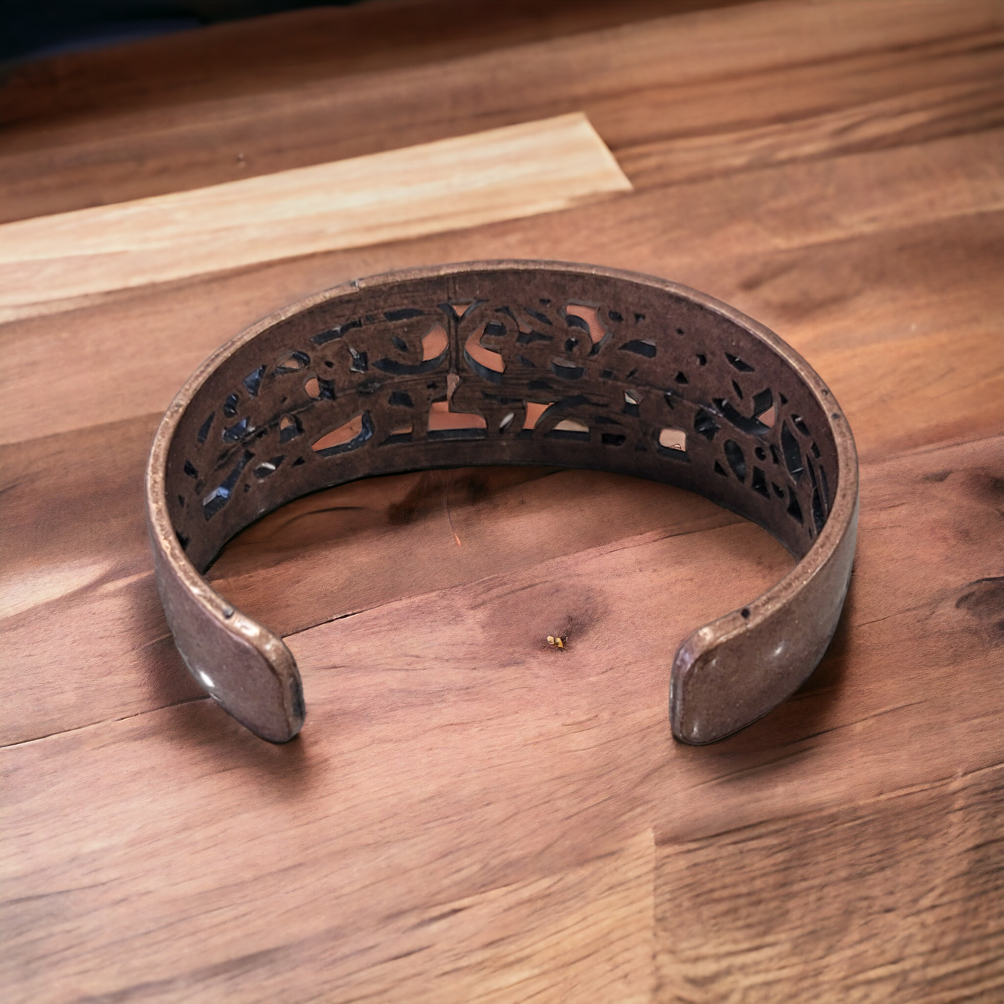 Scrolled copper cuff bracelet