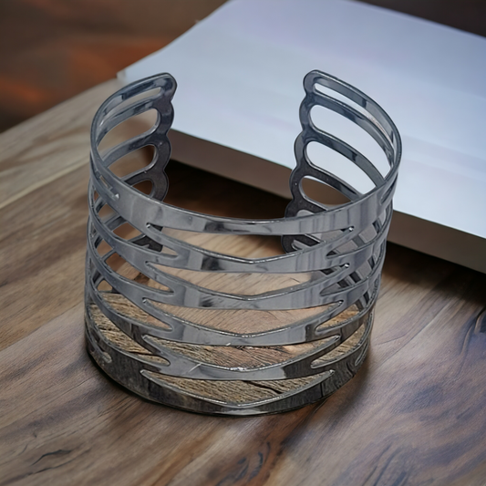 Contemporary gunmetal open cuff bracelet (Bracelets)