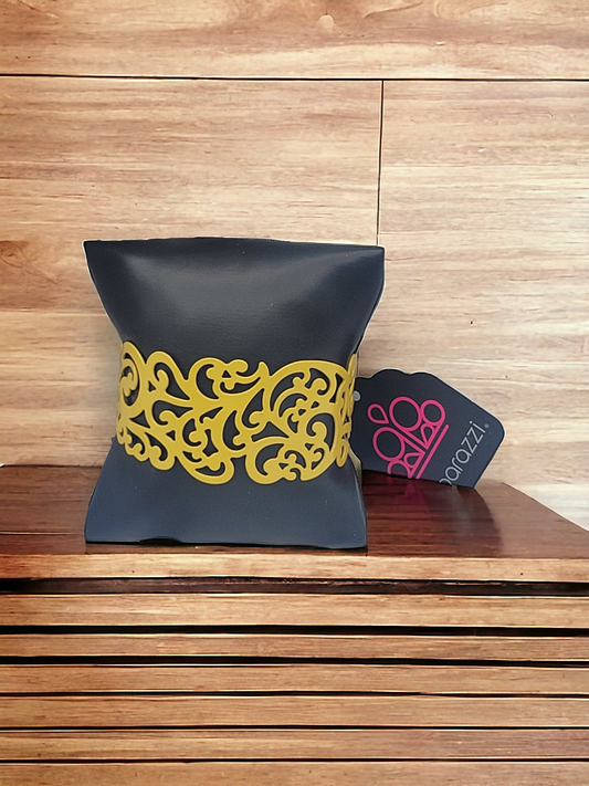 Vine and dash yellow open cuff bracelet (Bracelets)