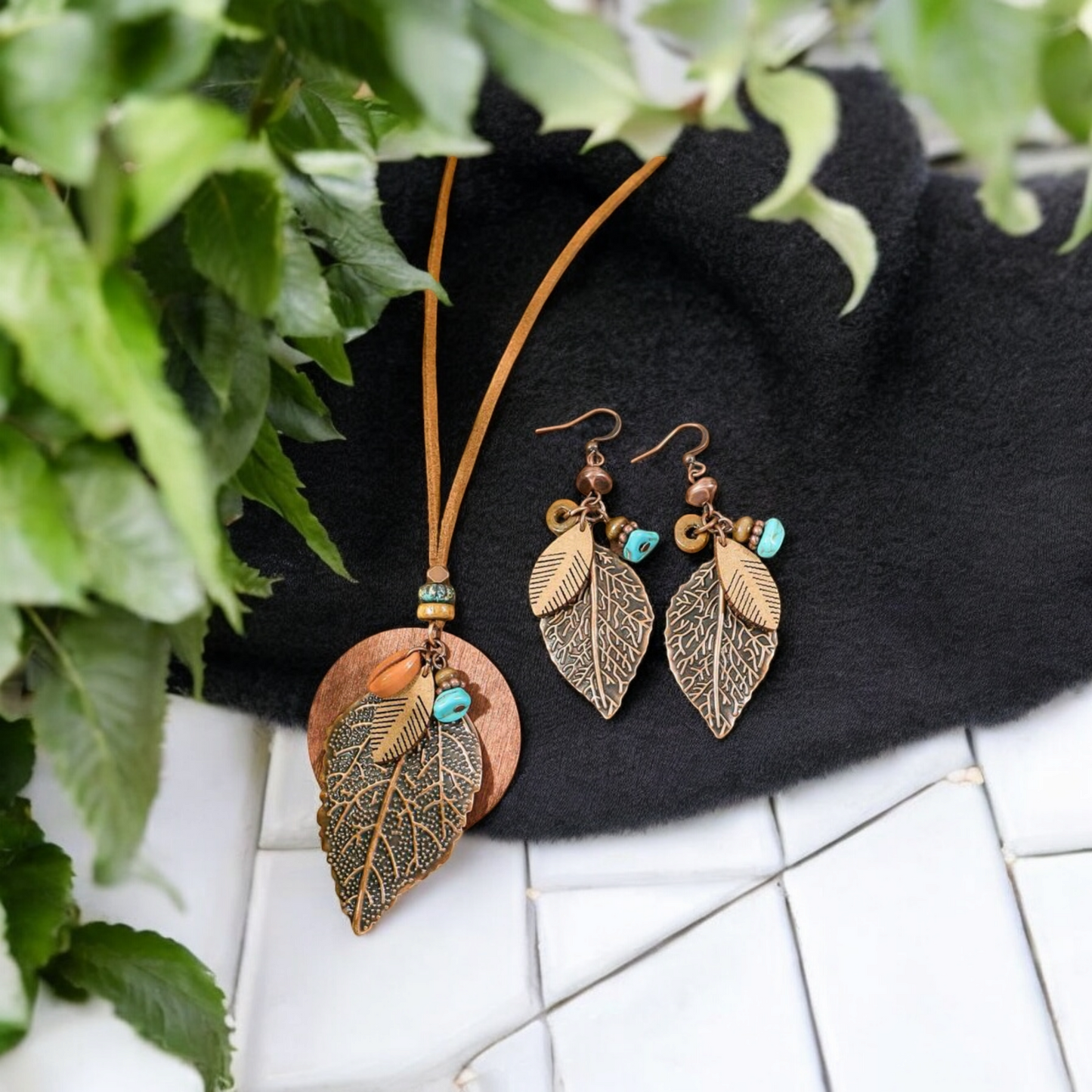 Charmed fall necklace and earring set