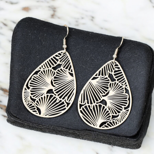 Silver Ginkgo earrings (Earrings)