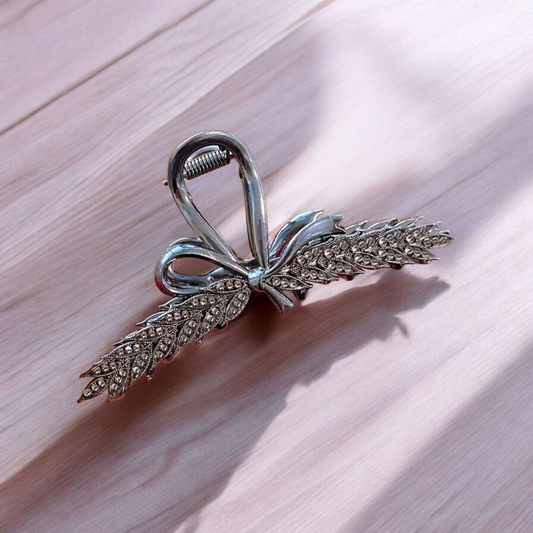 Gunmetal bowtie hair claw clip (Hair Accessories)