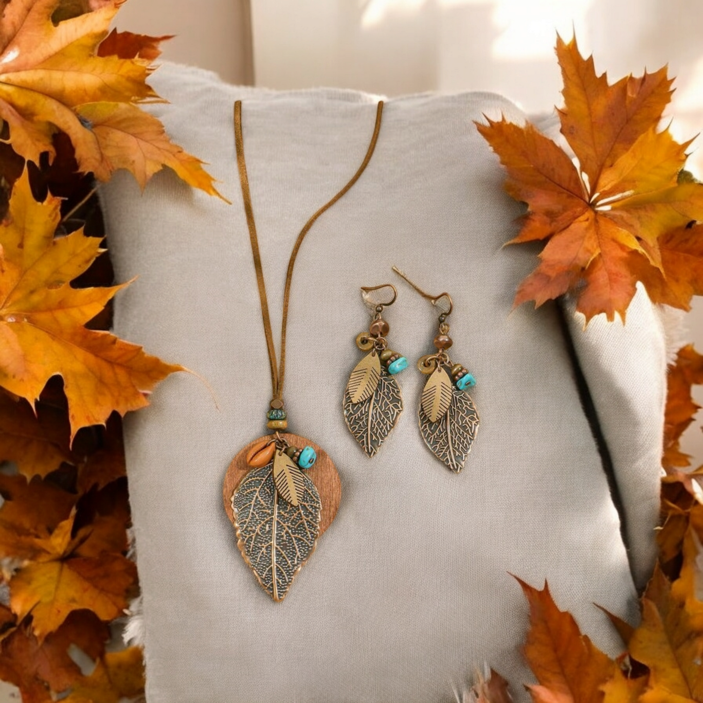 Charmed fall necklace and earring set